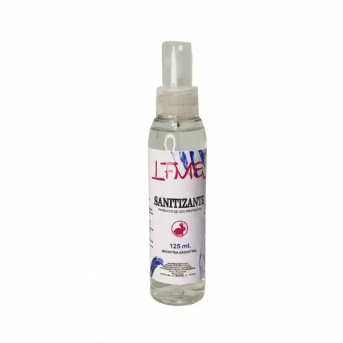 Botella de sanitizante en spray LFME 125ml uso profesional para manicura con logo cruelty free