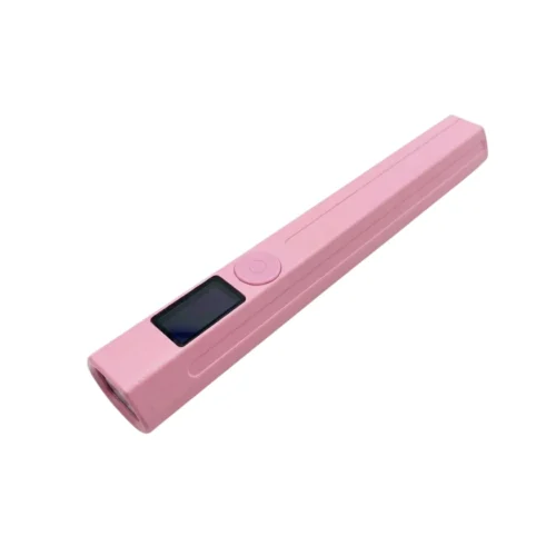 Linterna UV LED modelo YZ09 color rosa con pantalla digital para manicura profesional.