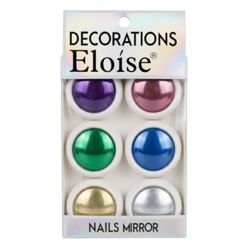 Paleta de 6 polvos sólidos efecto mirror metalizado marca Eloise para manicura profesional