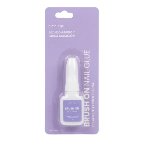 Blister lila de pegamento para uñas Brush On Nail Glue City Girl de 10g con pincel aplicador